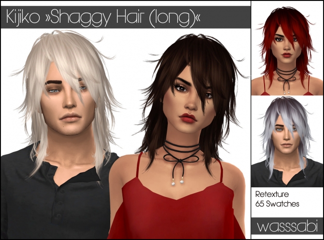 Many people who experience hair loss determine that hair restoration is for them. Kijiko's Shaggy Long Hair retextured at Wasssabi Sims