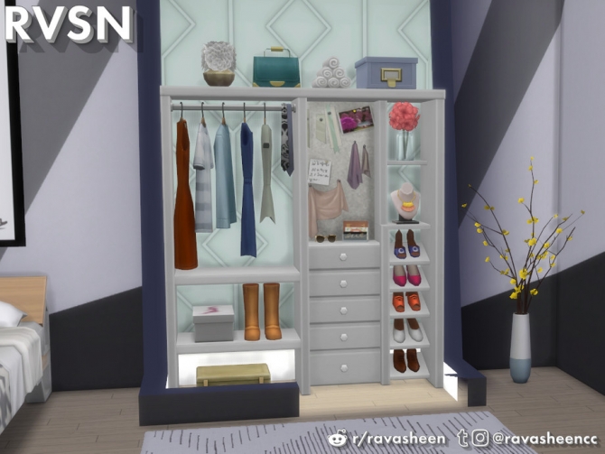 Try using a mudroom shoe rack to corral shoes and keep clutter at bay. Hang Around Closet Set by RAVASHEEN at TSR Â» Sims 4 Updates