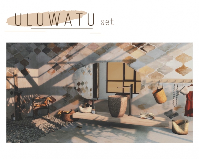 This wallpaper is suitable for your bathroom! ULUWATU SET at Sundays Sims Â» Sims 4 Updates