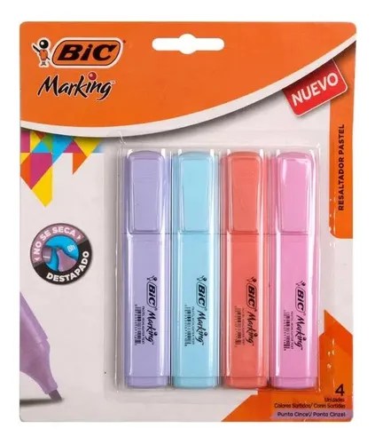 RESALTADOR BIC PASTEL X4 371101