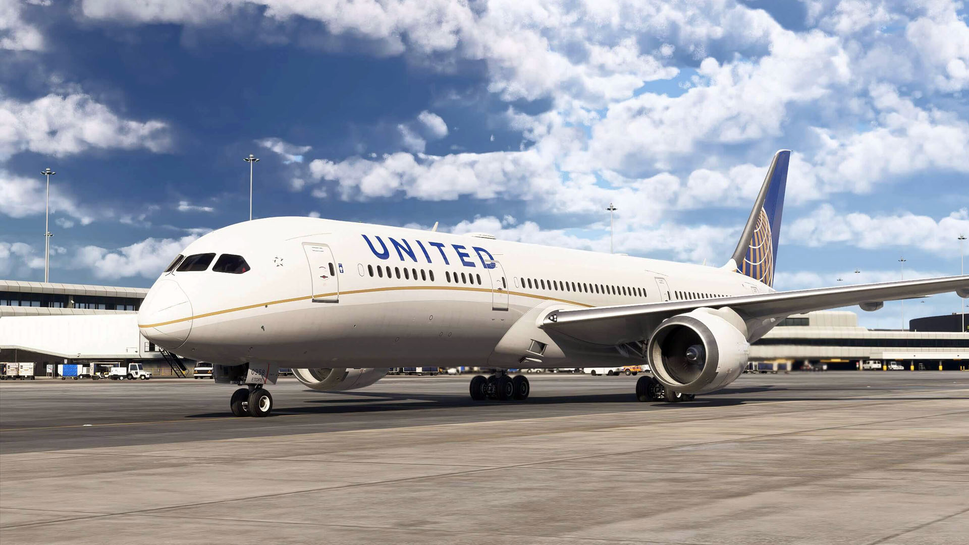A flight simulation scene: Microsoft Flight Simulator Vector Boeing 787