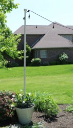 lights diy pole patio planter backyard cafe string outdoor hanging lighting hang pot enbrighten patios posts cafe garden poles yard