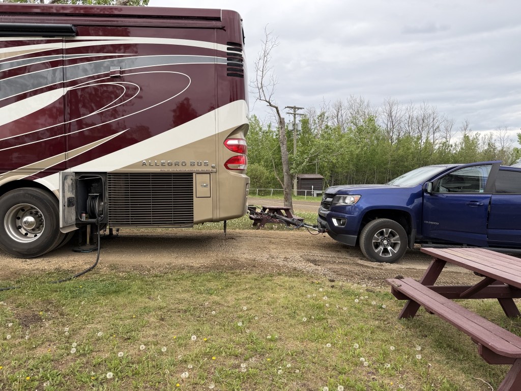 The Mile 0 RV Park site was rather unlevel The Mile 0 RV Park site was rather unlevel