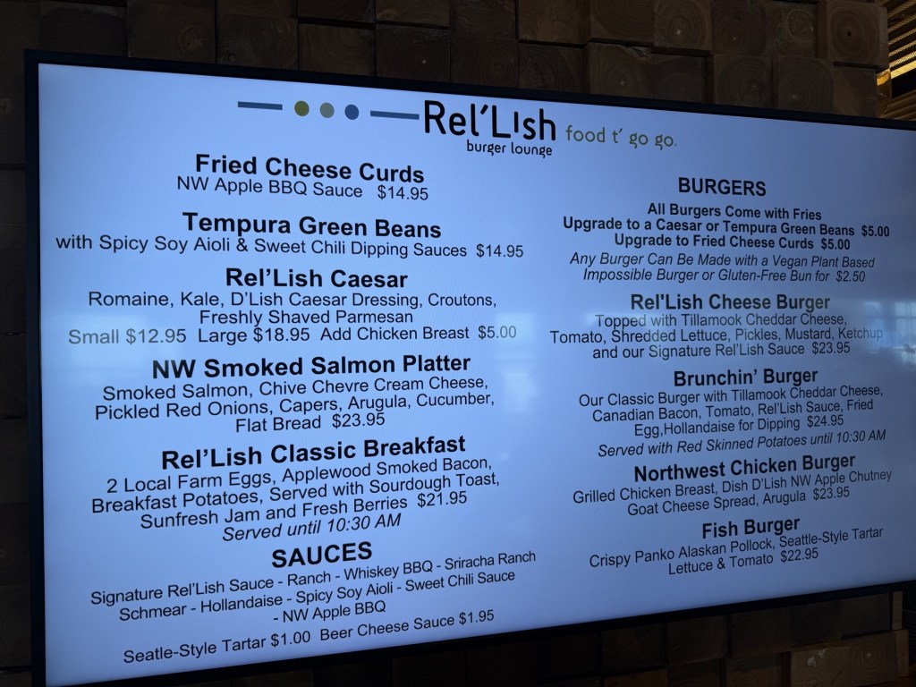 Rel'Lish Burger Lounge menu