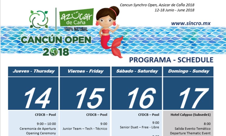 Programa – Schedule Cancun Synchro Open