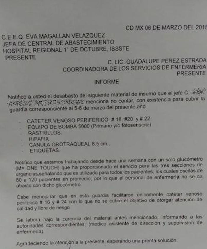 Desabasto en hospital público | SinEmbargo MX