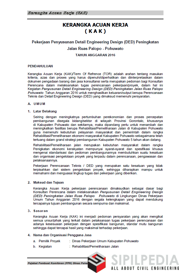 Kerangka Acuan Kerja Kak Pekerjaan Penyusunan Detail Engineering