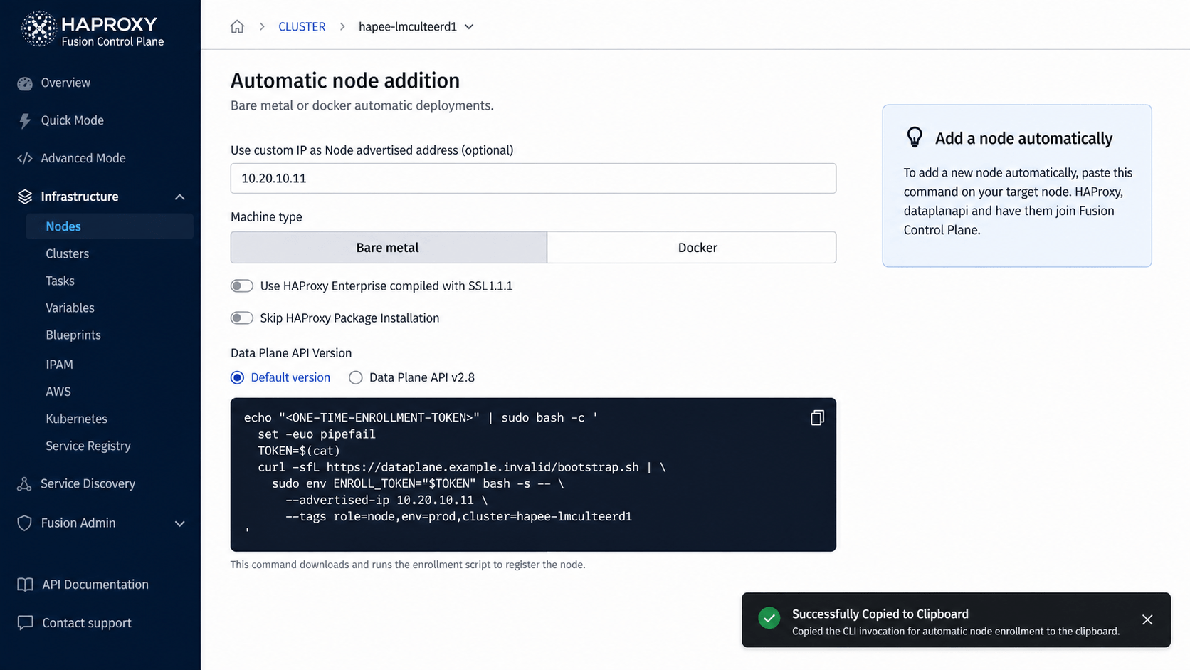 Fusion automatic node addition screen