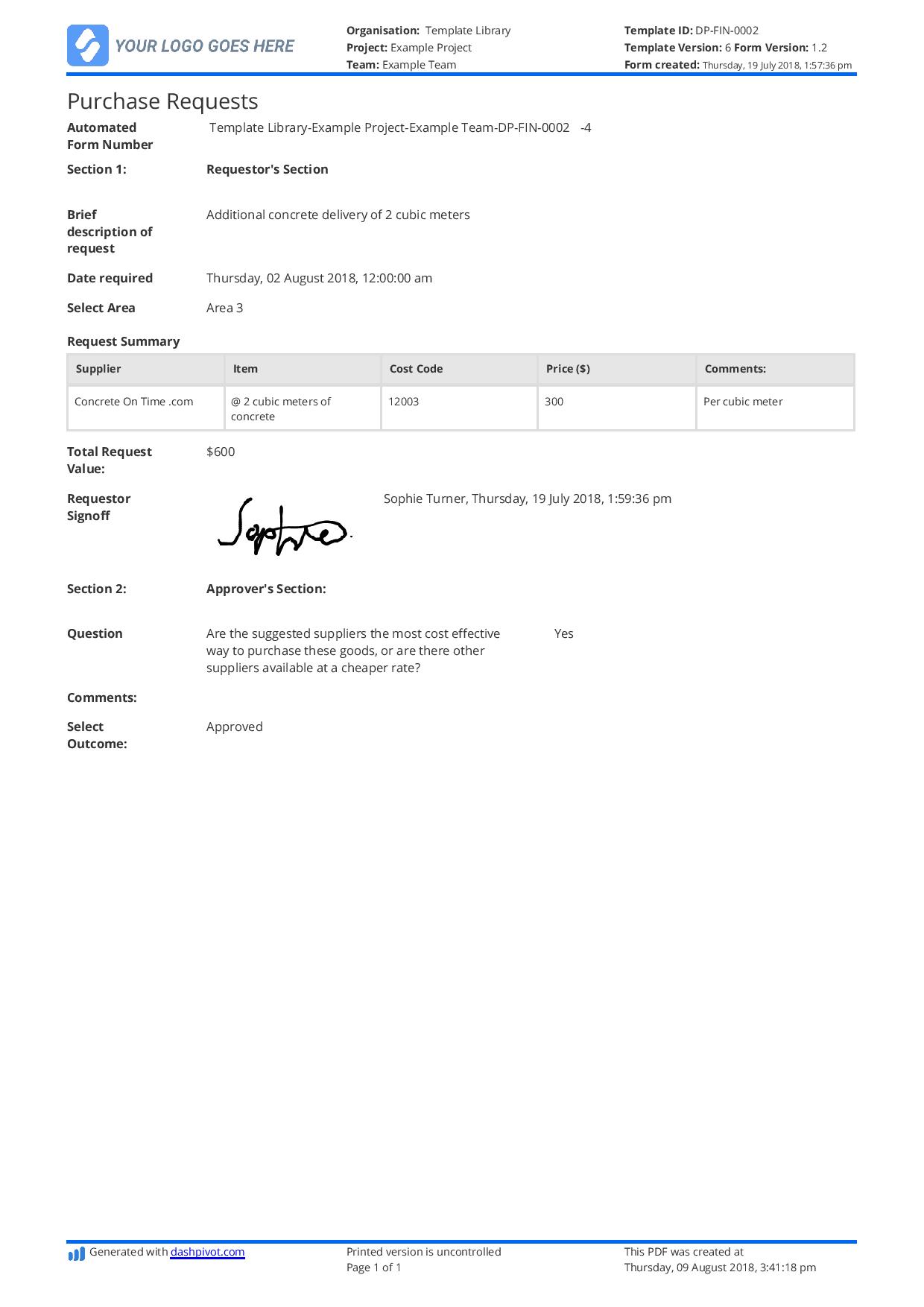 Purchase Order Forms Templates Free Download