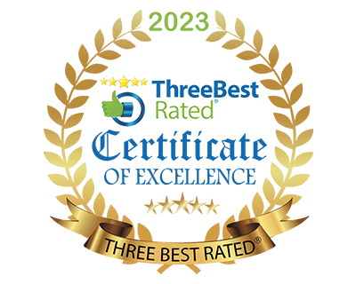ThreeBestRated 2023 certificate of excellence