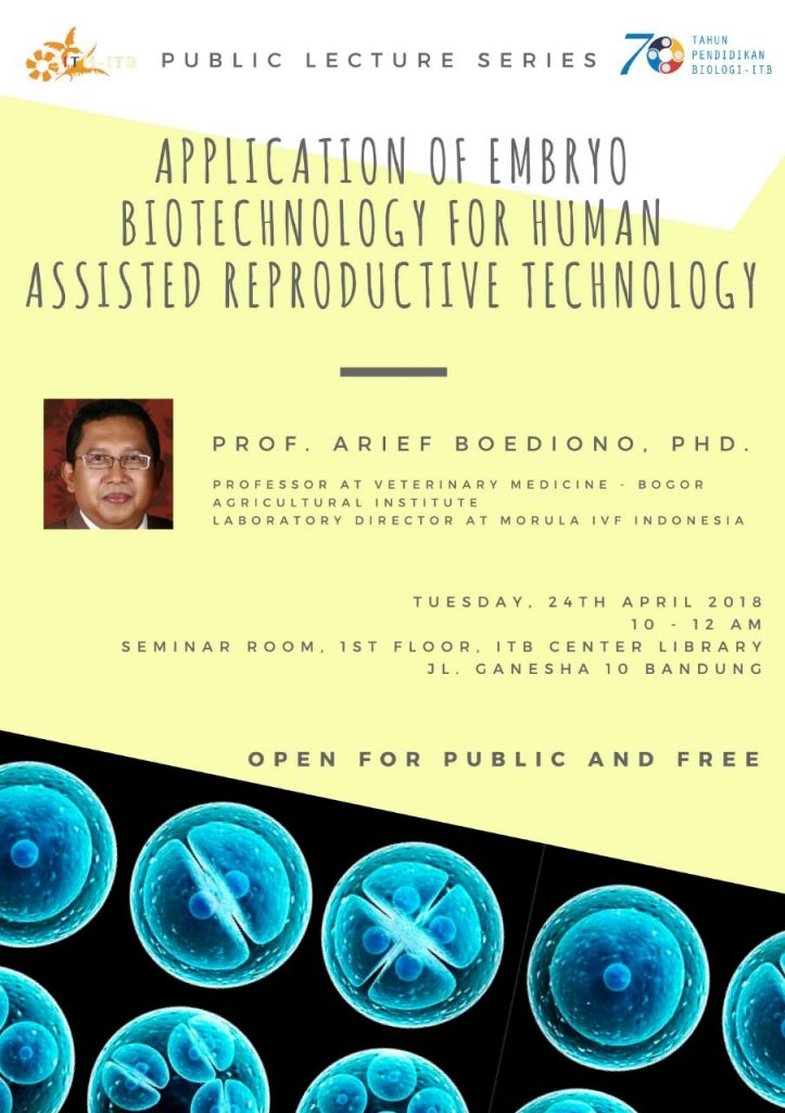 Dokumen ini adalah milik program studi rekayasa pertanian itb. Public Lecture Series "Application of Embryo Biotechnology