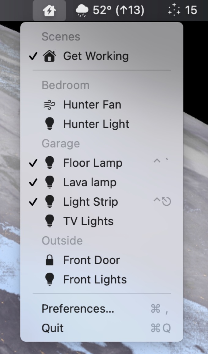 HomeControl Menu