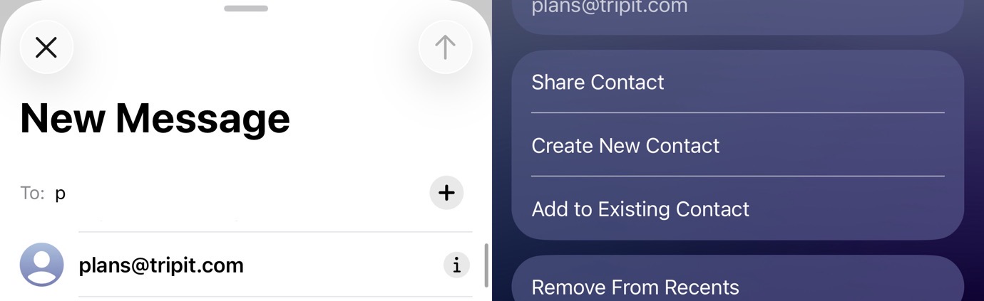Screenshot of an email compose window with contact options on the right.