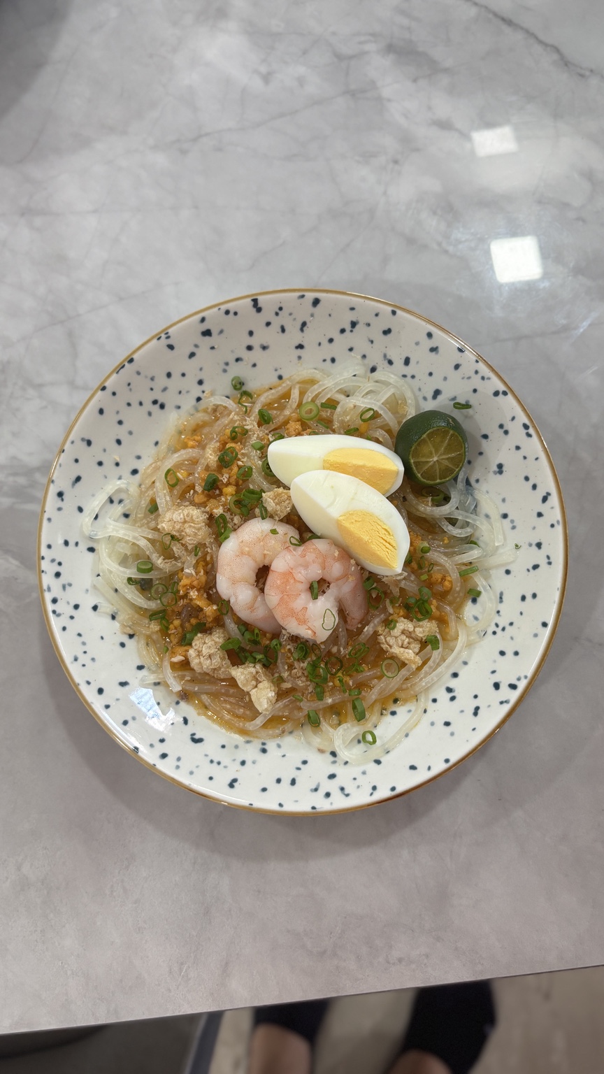 Filipino Pancit Palabok — Rice Noodles with Shrimp Sauce