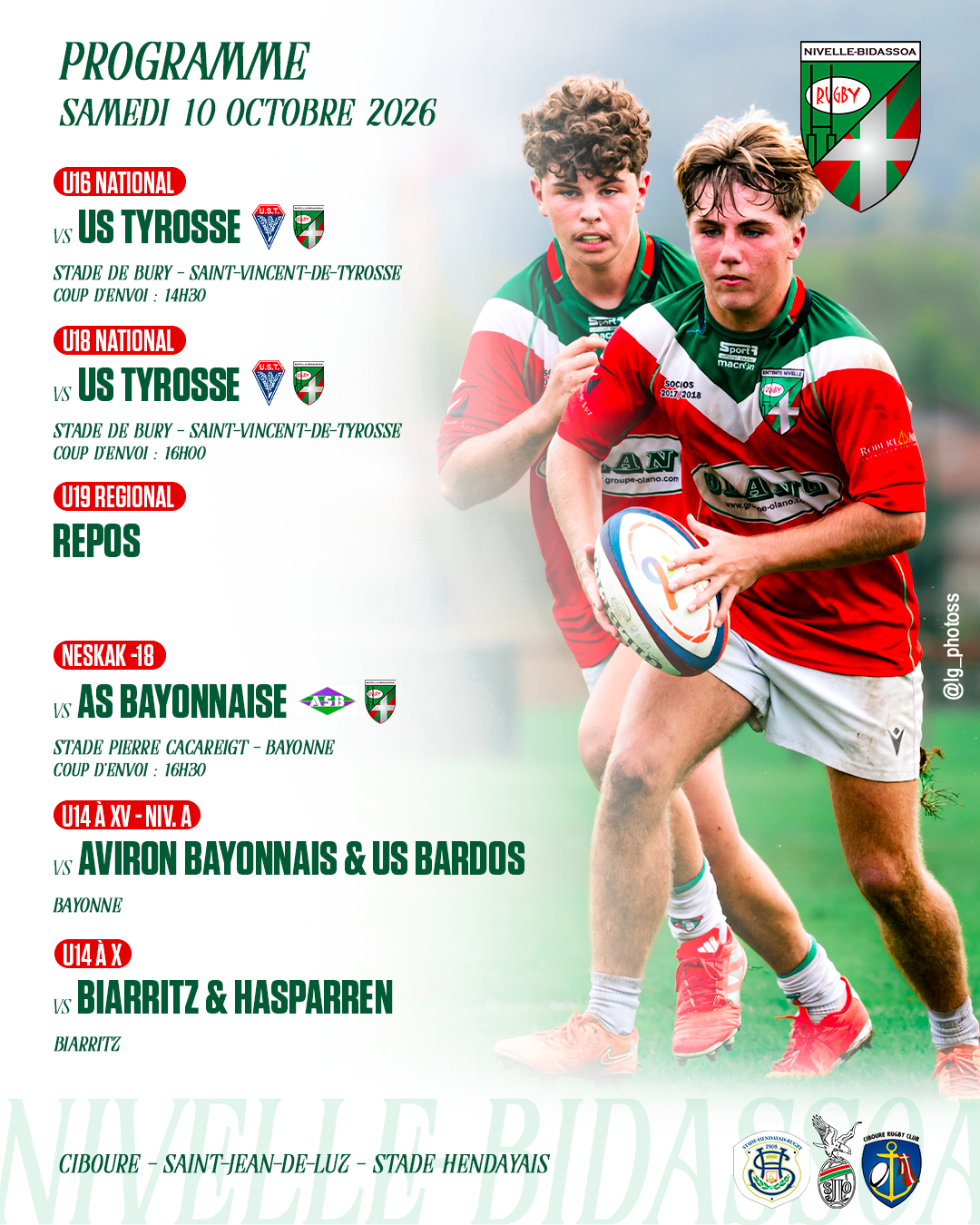 programme 10/10/26 Entente Nivelle-Bidassoa