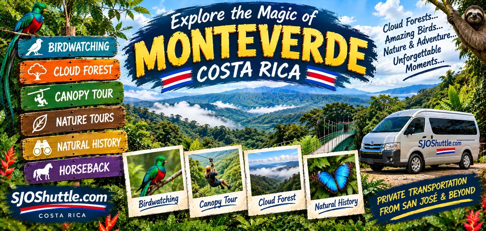 Transportation to and from Monteverde Costa Rica, Private and Shuttle