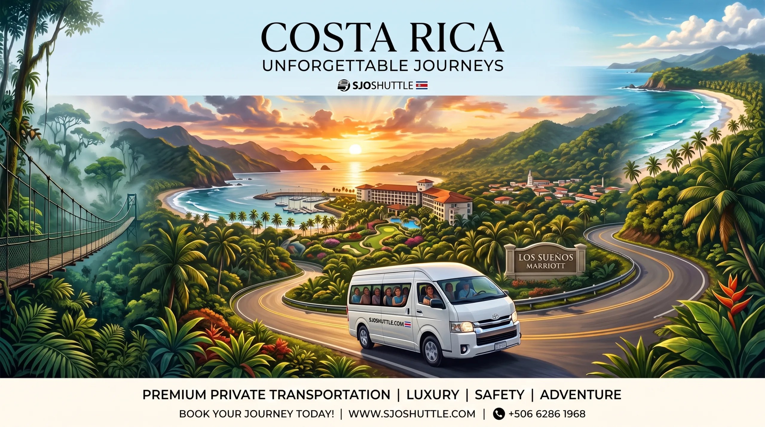 Private transportation from SJO Airport to Los Sueños Marriott Ocean & Golf Resort Costa Rica