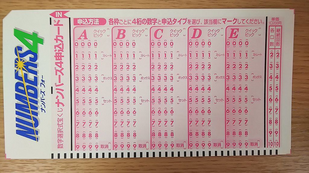 ナンバーズ4 ストレート