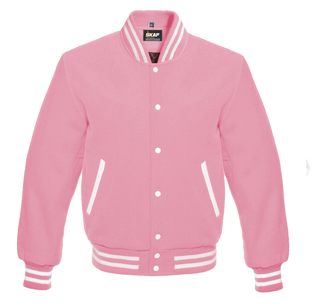 Letterman Varsity Jacket All Wool Pink 