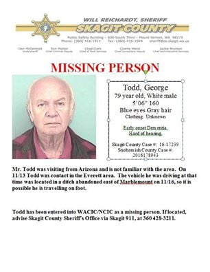 Missing Person: 79-Year old George Todd - Skagit Breaking: Community News