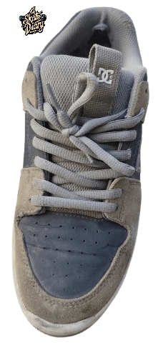 Close-up of DC Zero Lynx shoe laces and eyelets with textured upper