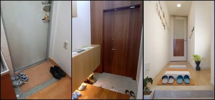 Genkan - Hall d'entrée où les Japonais enlèvent les chaussures Genkan - Hall d'entrée où les Japonais enlèvent les chaussures