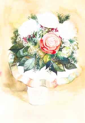 как нарисовать букет цветов акварелью