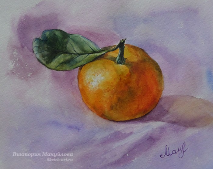 как нарисовать мандарин