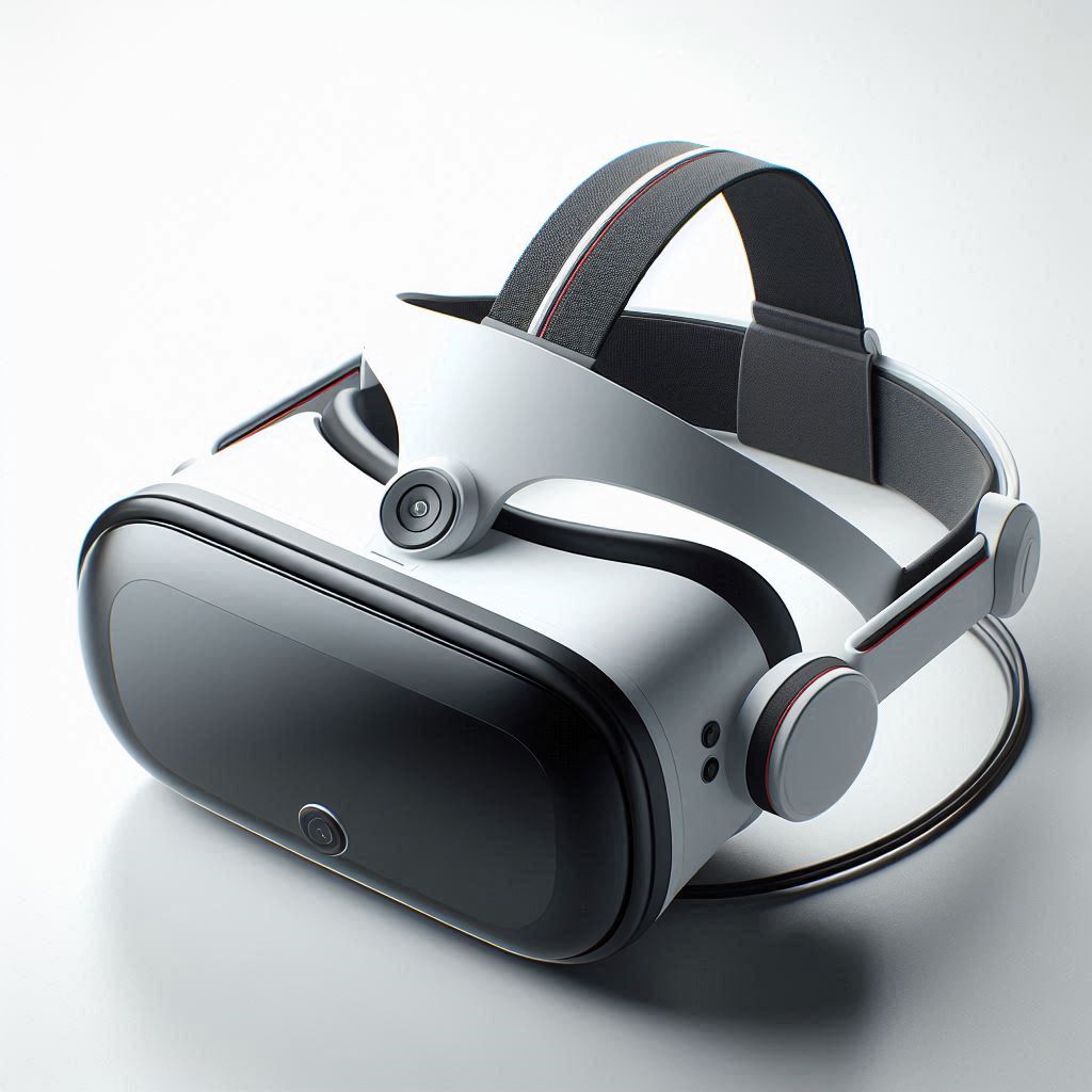 minimalistic High-resolution visual of the Meta Quest 4 VR headset with a white background