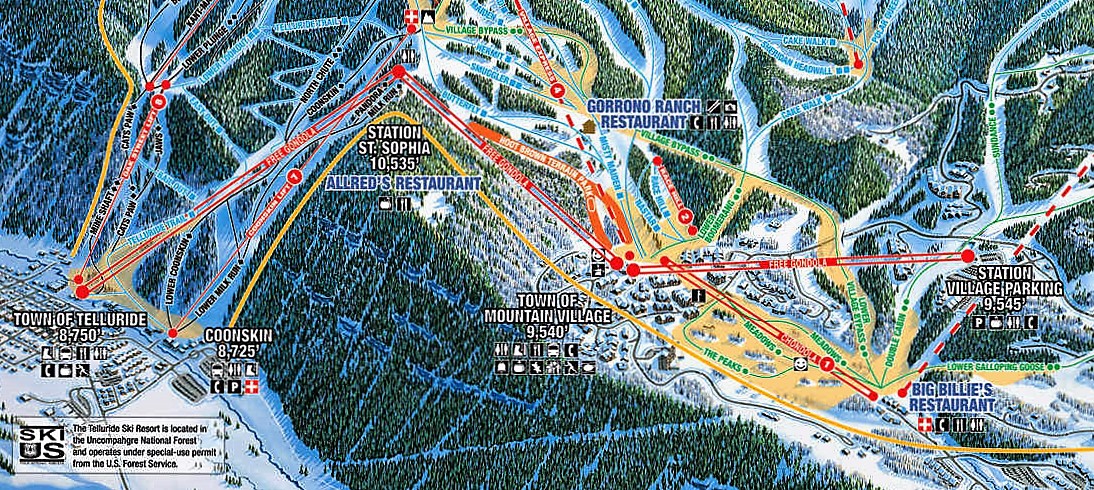 Telluride Lodging Map Telluride Trail Map 