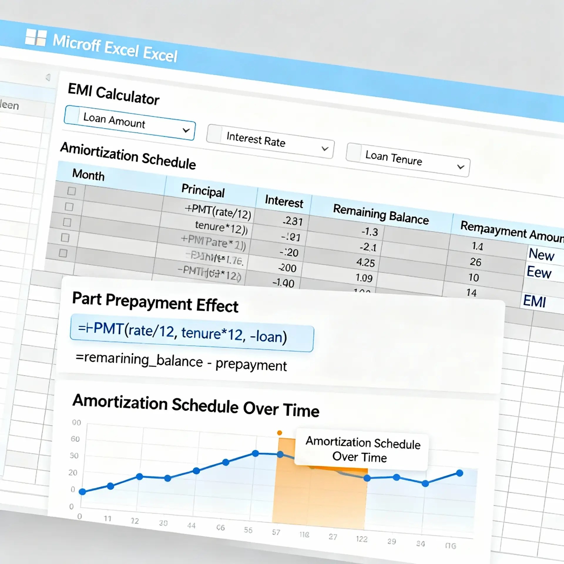 how to use emi calculator with full amortization table