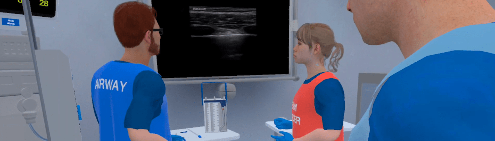 View of a virtual operating room in a medical simulation