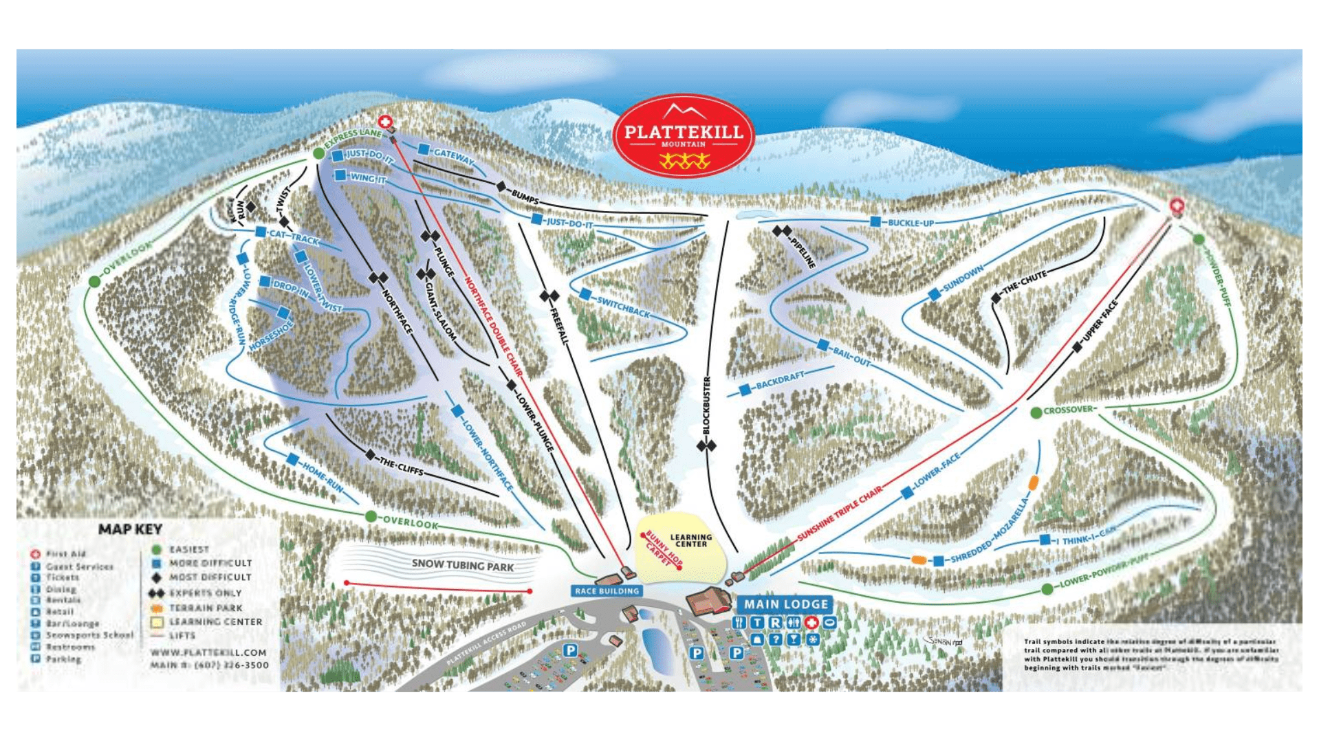 Plattekill Ski Map And Resort Information Free Piste Map Plattekill Ski Map 