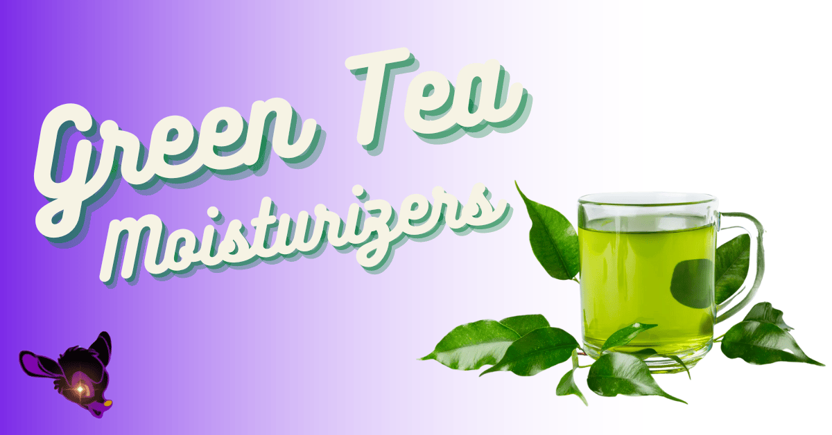 Green Tea Moisturizers with tea leaves and BowTiedFawn branding