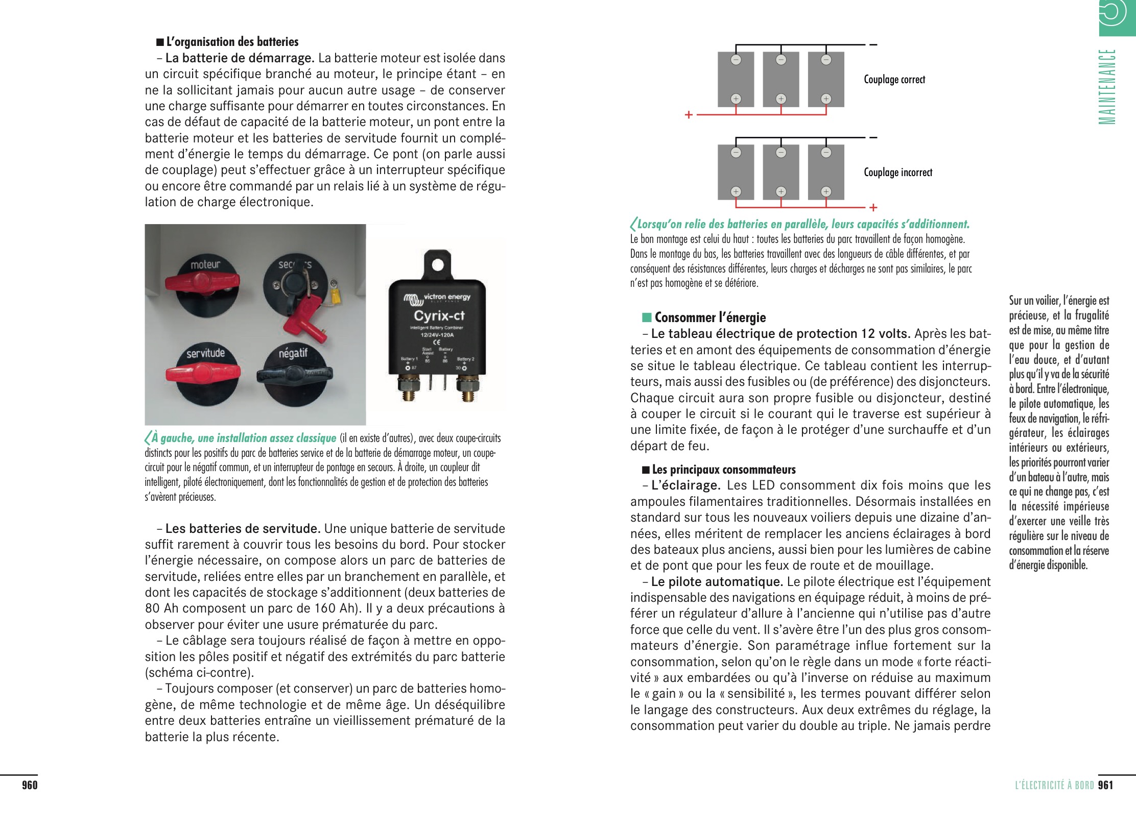 Extrait du Cours des Glénans, au chapitre sur l'électricité à bord