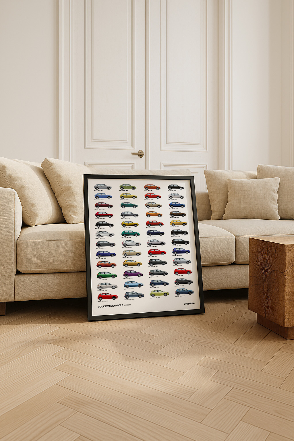 Volkswagen Golf Evolution – Framed Metal Infographic Print