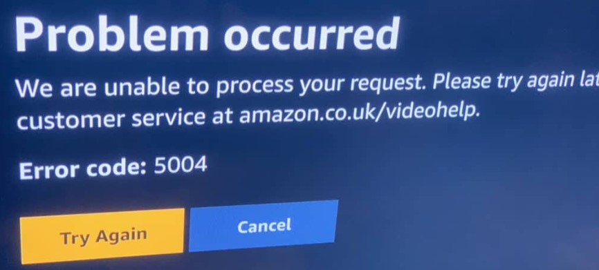 Amazon Error Code 5004 - Amazon Prime Video Error Code 5004