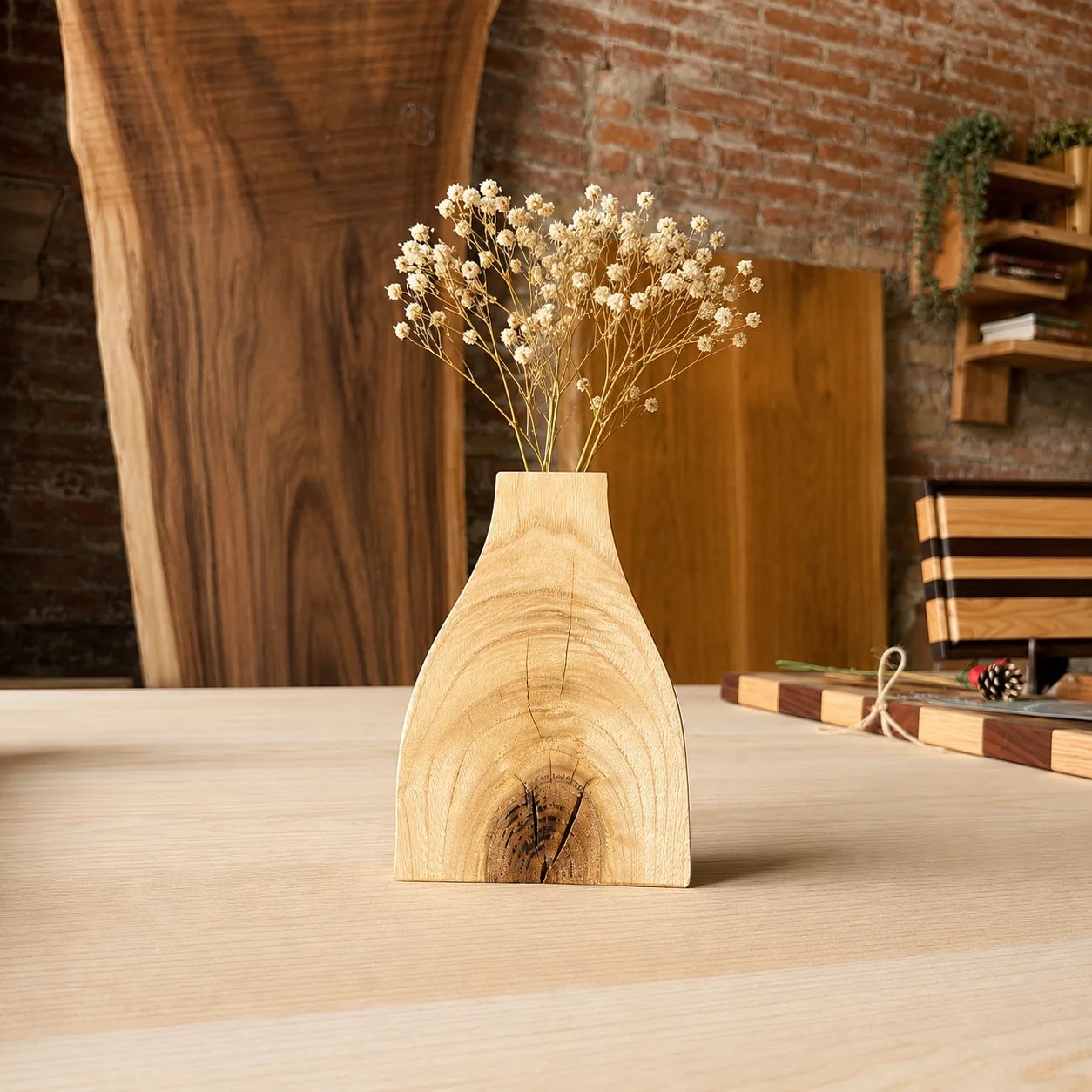 Flora · Jarrón de madera maciza