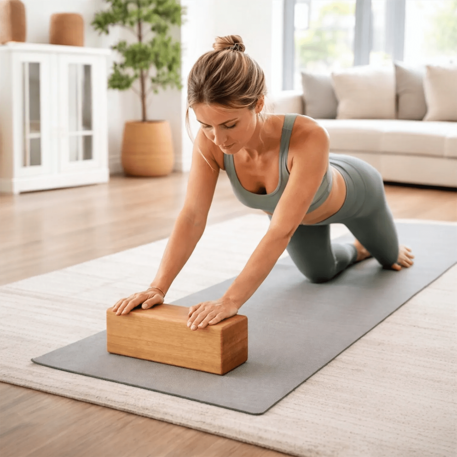 Ladrillo de yoga de madera maciza (iroko)