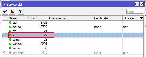SSH (Port 22) is enabled