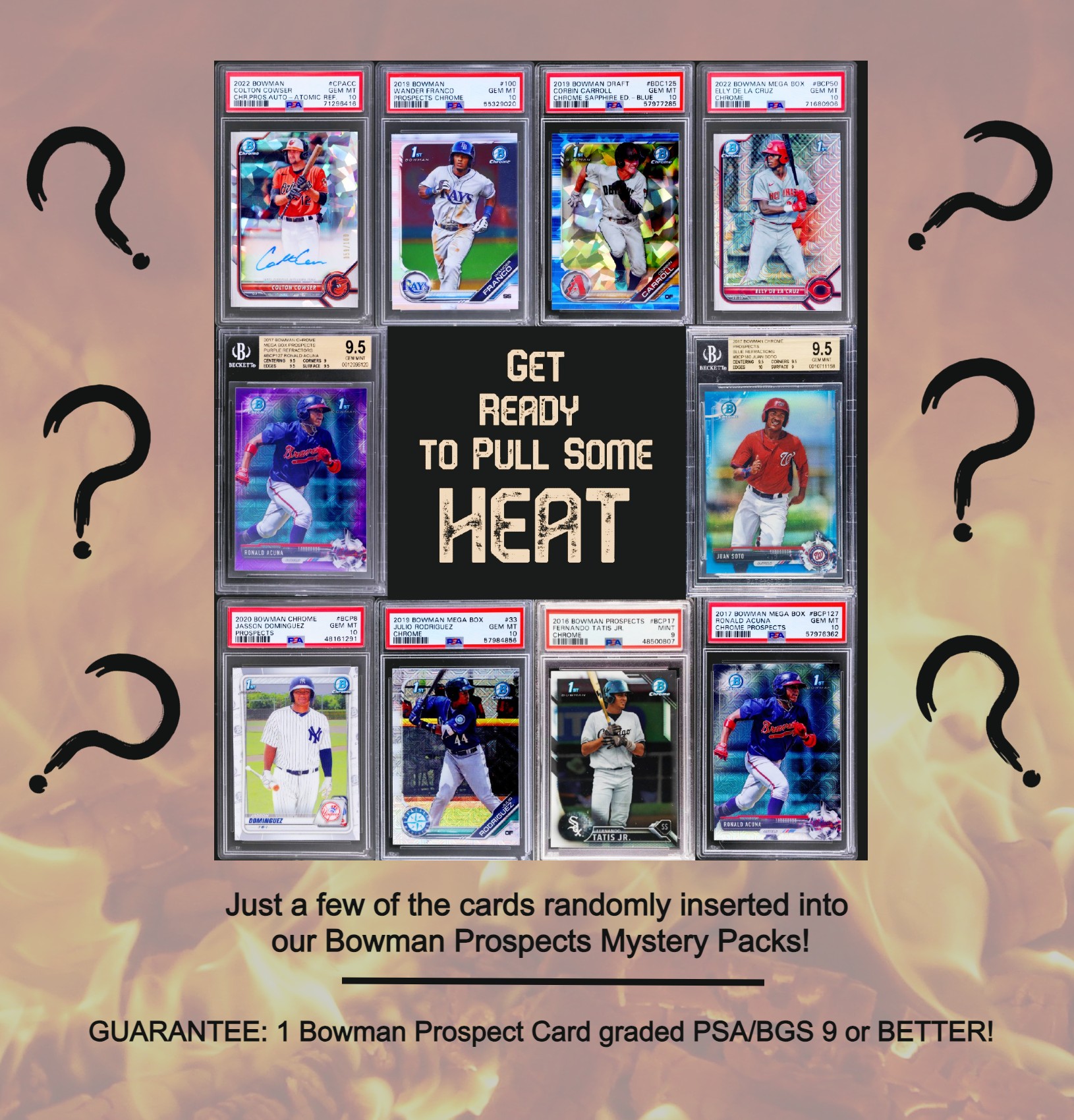 Graded Baseball Card Mystery Box Bowman Prospect Edition (1 PSA or BGS Graded Card) Slabs of Heat