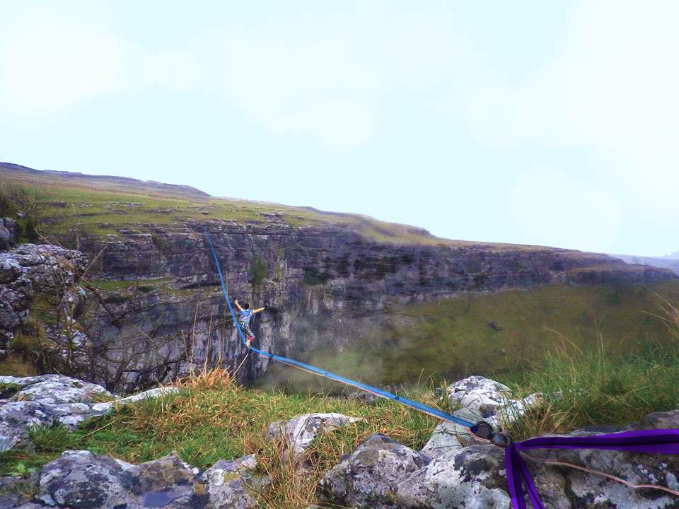 My photoshopped image of Sarah on the line BEFORE ever going to Malham. Apart from the snow, it wasn't too far off!