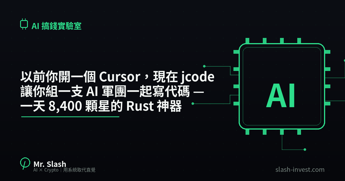 以前你開一個 Cursor，現在 jcode 讓你組一支 AI 軍團一起寫代碼 — 一天 8,400 顆星的 Rust 神器