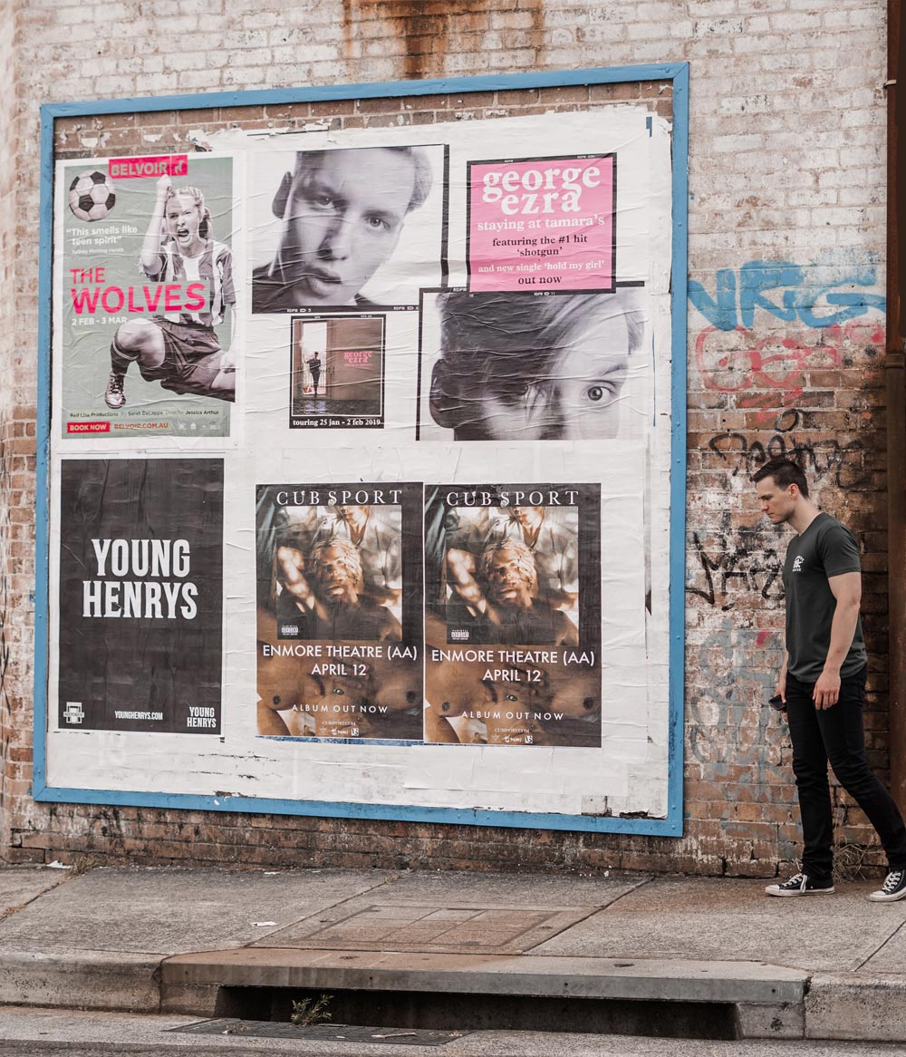 The product contains 4 mockups with horizontal, vertical, torn and crumpled wheatpaste poster, and also 10 unique textures background. Wheatpaste Posters Gorilla Printing Nyc