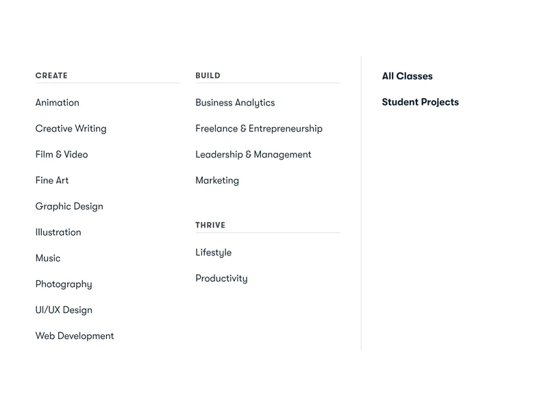 Skillshare課程種類