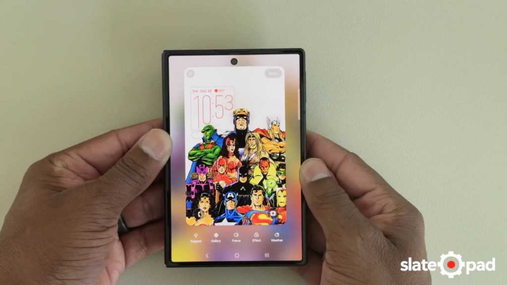 A person editing their lock screen on their galaxy z fold 8