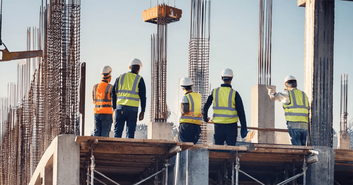 munctori pe un șantier de construcții