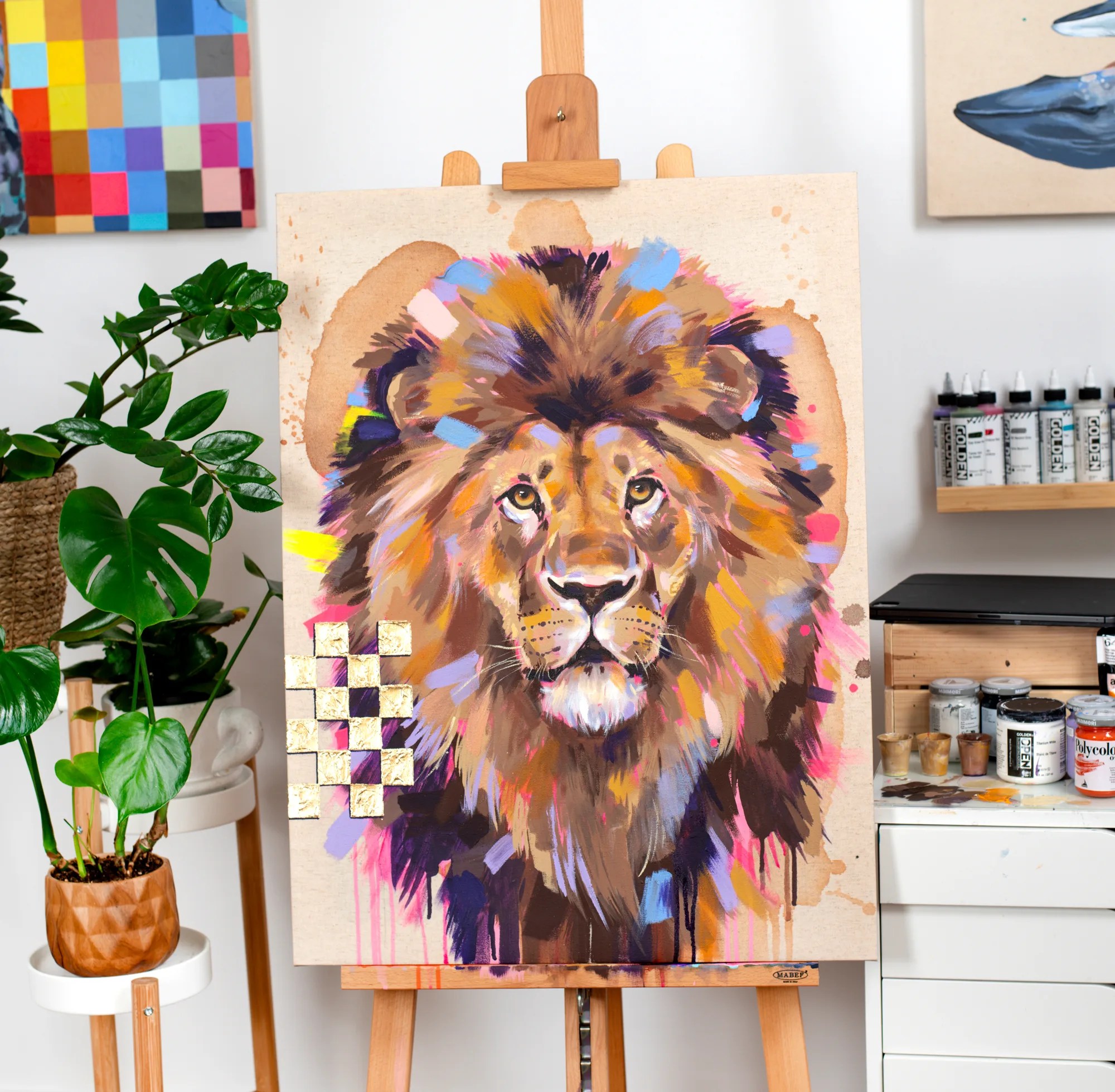 "Vivid King" Original Acrylic & Oil Painting by Slaveika Aladjova