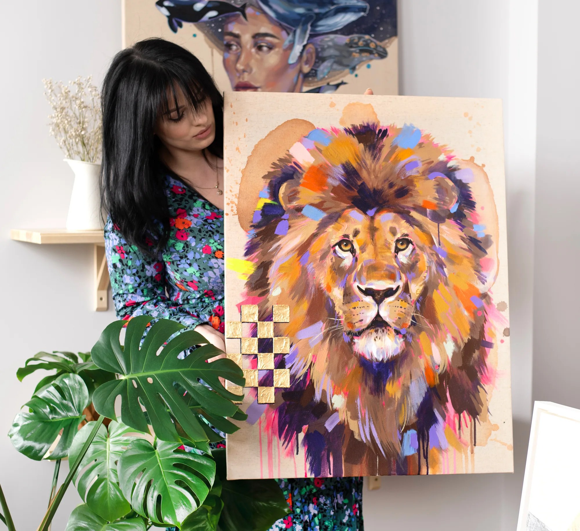 "Vivid King" Original Acrylic & Oil Painting by Slaveika Aladjova