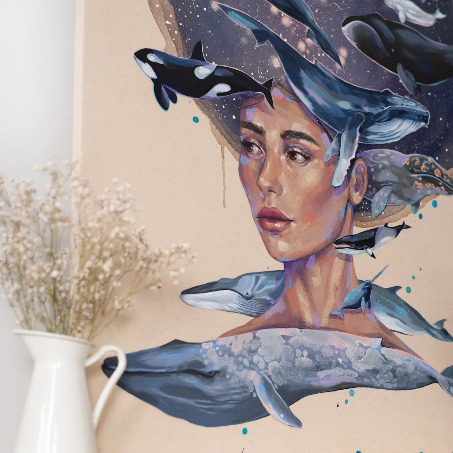 "The Whisper of the Whale" Original Acrylic & Oil Painting by Slaveika Aladjova